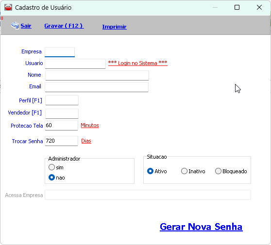 Tela de Cadastro de Usuário