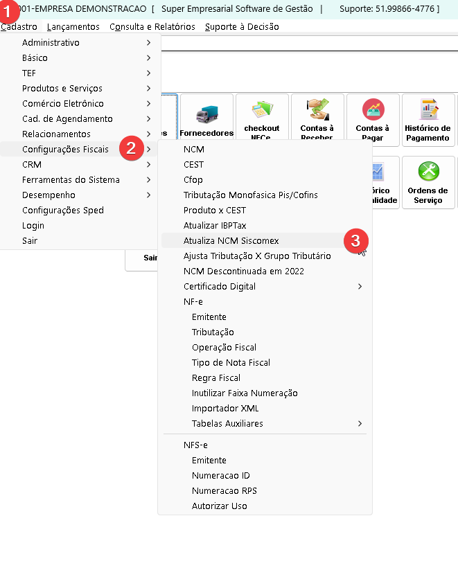 Tela Atualizar NCM Siscomex