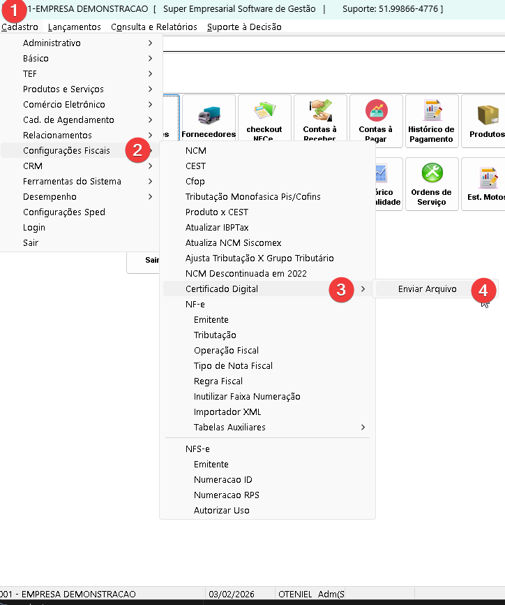 Menu Certificado Digital