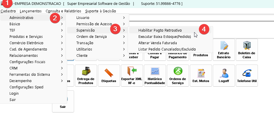 Caminho para configuração de Empresa