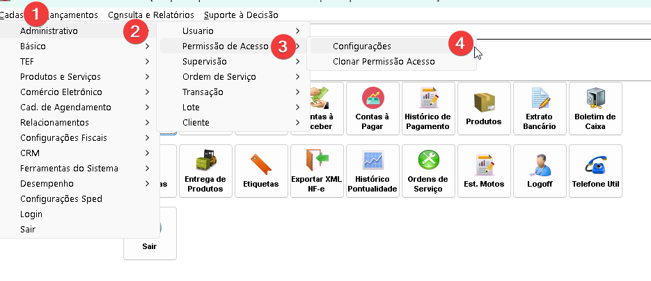 Caminho para Permissões